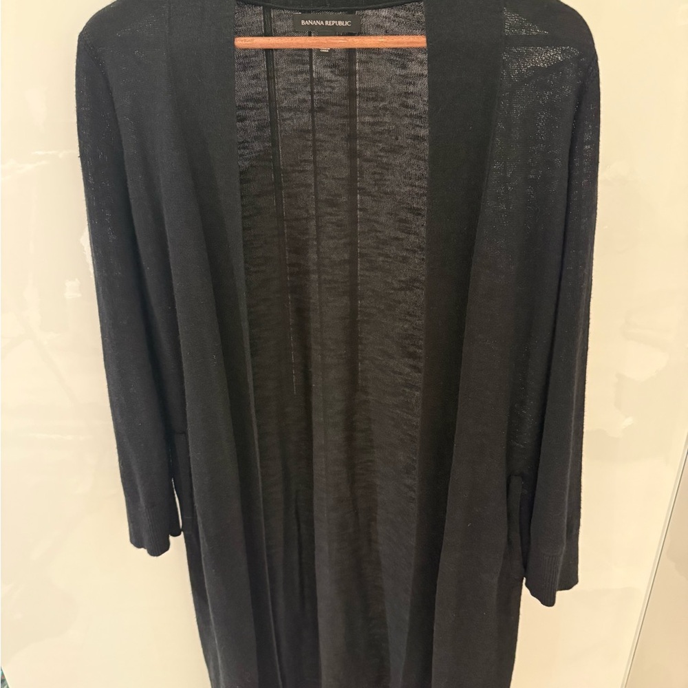 Banana Republic Black Linen Knit Cardigan